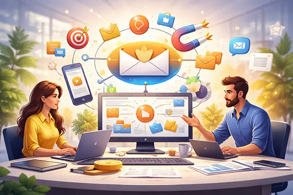 sequência de emails